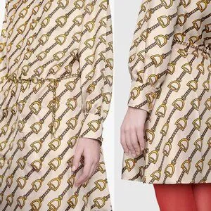 GUCCI★素敵！STIRRUPS PRINT SILK DRESS W/ CHAIN BELT Gucci | Dresses | Gucci Dress Silk With Stirrups Print